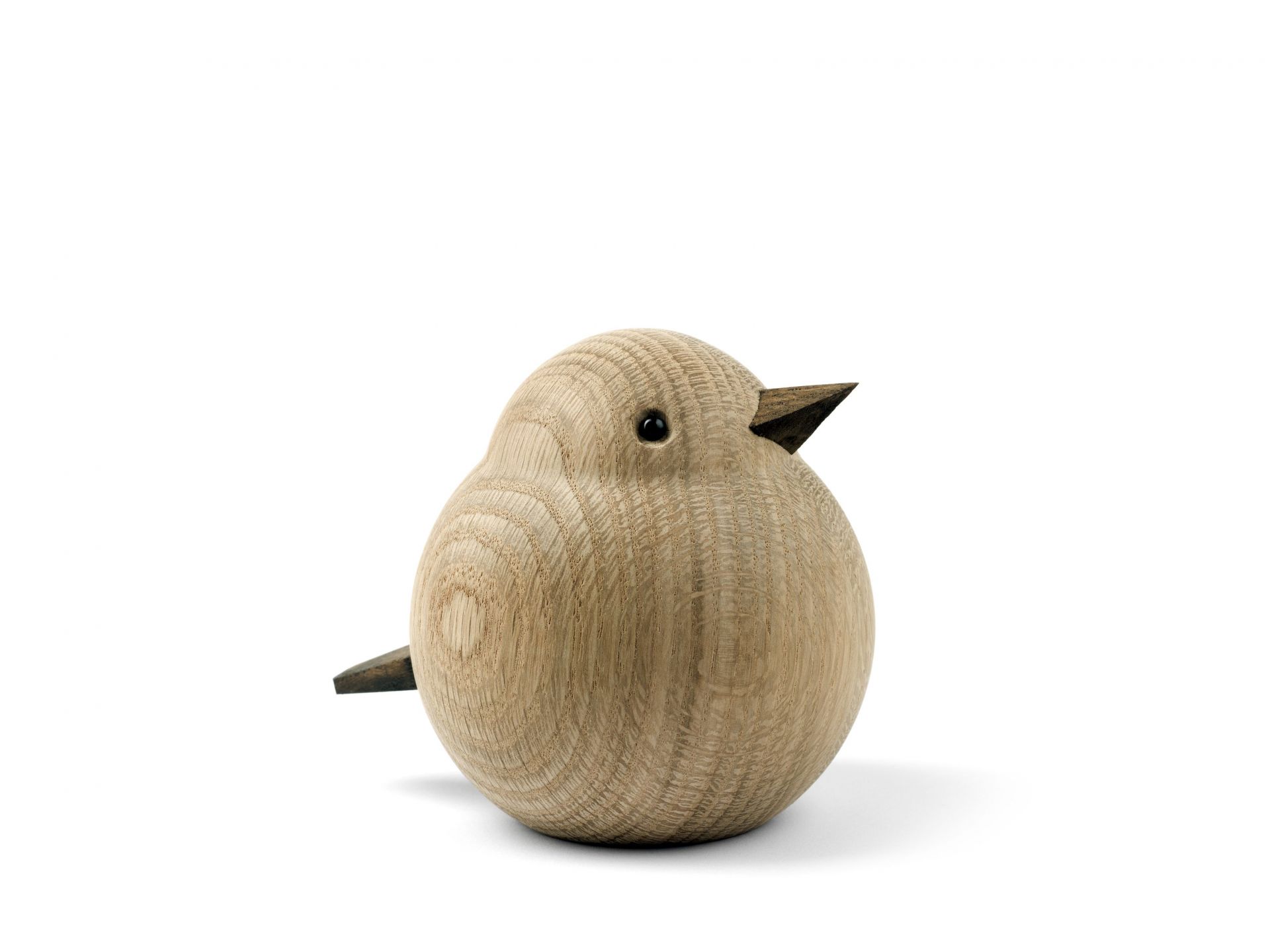 Papa Sparrow Holzfigur: Dekorative Eiche natur Vogel Skulptur für stilvolle Wohnraumgestaltung.